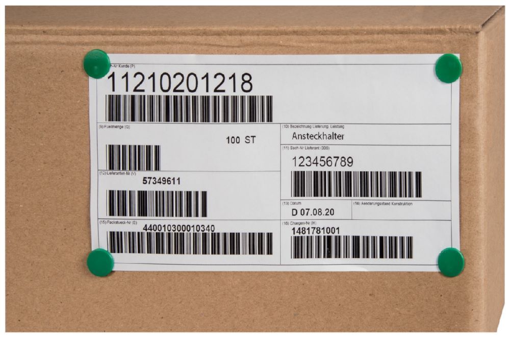 Produktbild Durchsteckhalter mit Widerhakenspitze Farbe: Grün Länge: 12 mm Tellerdurchmes bild 2