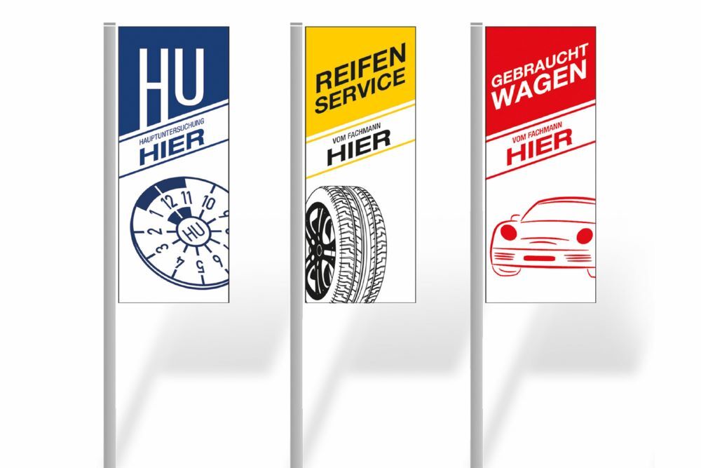 Produktbild Fahnen "Hauptuntersuchung" Druck 1-farbig (1C) HKS 42K Größe: H 300 x B 120 cm bild 3