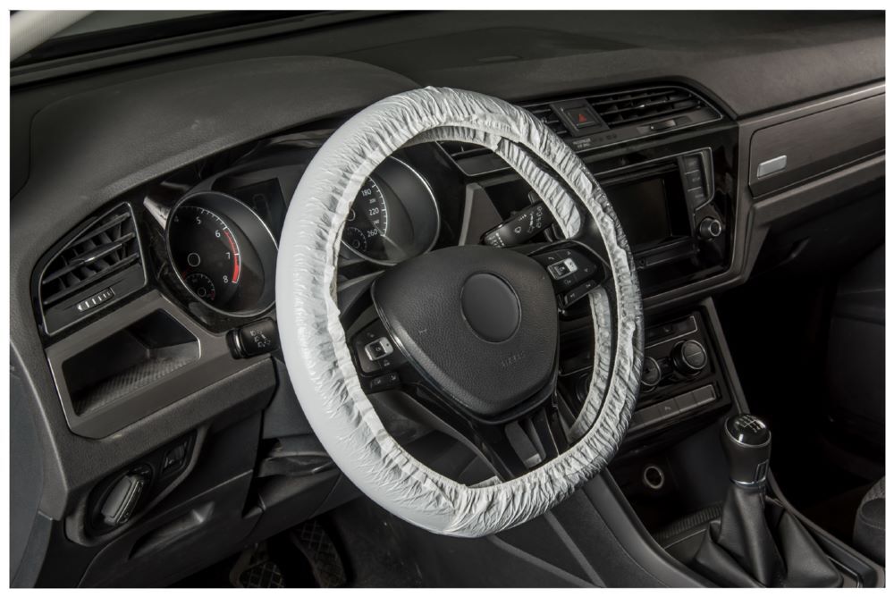 Produktbild Lenkradschoner aus PE, weiß, 20 my Maße: 63 x 10 cm VE: 250 Stück in Entnahmeb bild 1