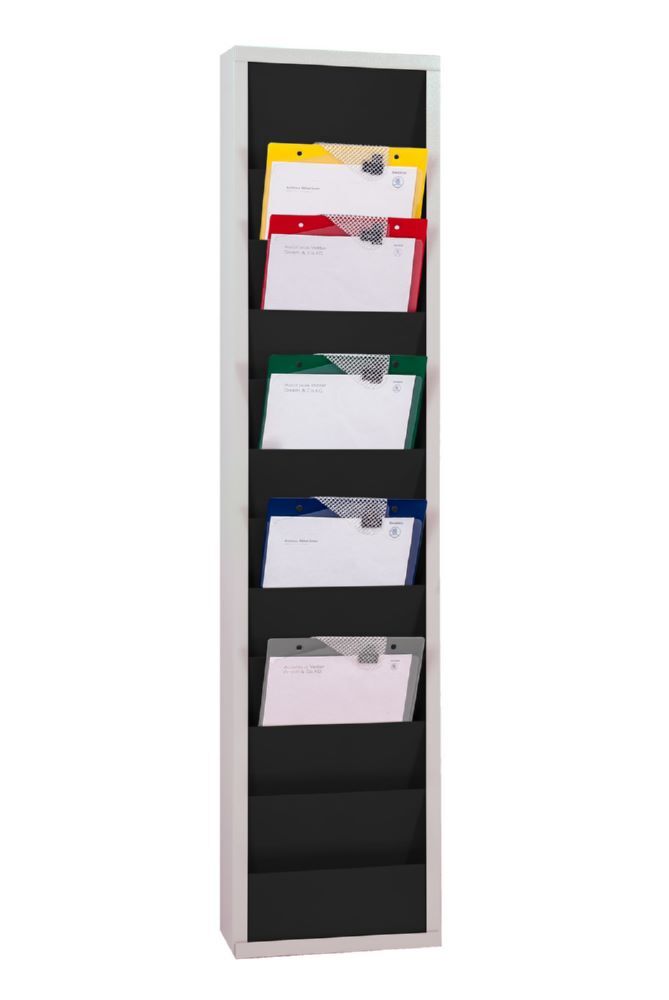 Produktbild EICHNER Planungstafel A4 aus Metall schwarz grau 10 Schienen H 1278 x B 315 x T 74 mm