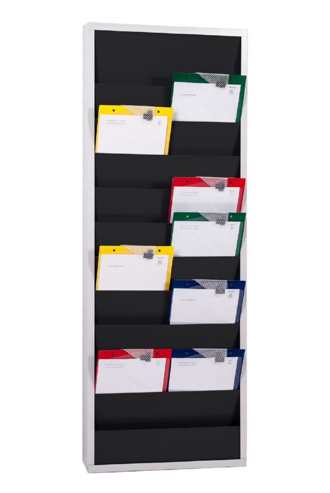 Produktbild EICHNER Planungstafel A4 aus Metall schwarz grau 10 Schienen H 1278 x B 554 x 74 mm