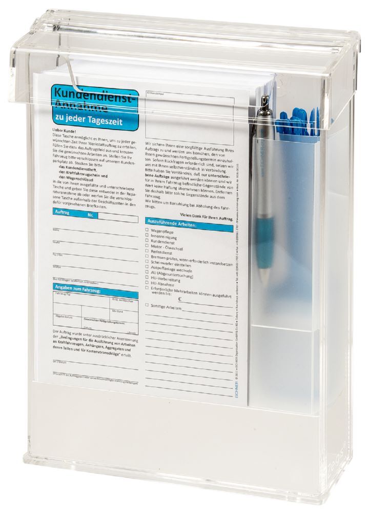 Produktbild EICHNER Prospektbox mit Deckel DIN A4 hoch inklusiv 25 PP Schlüsselanhänger 50 Stück