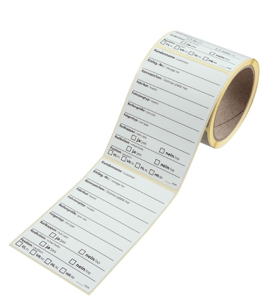 Produktbild EICHNER Radkennzeichnungsaufkleber weiß mit schwarzem Aufdruck Menge 100 Stück Rolle