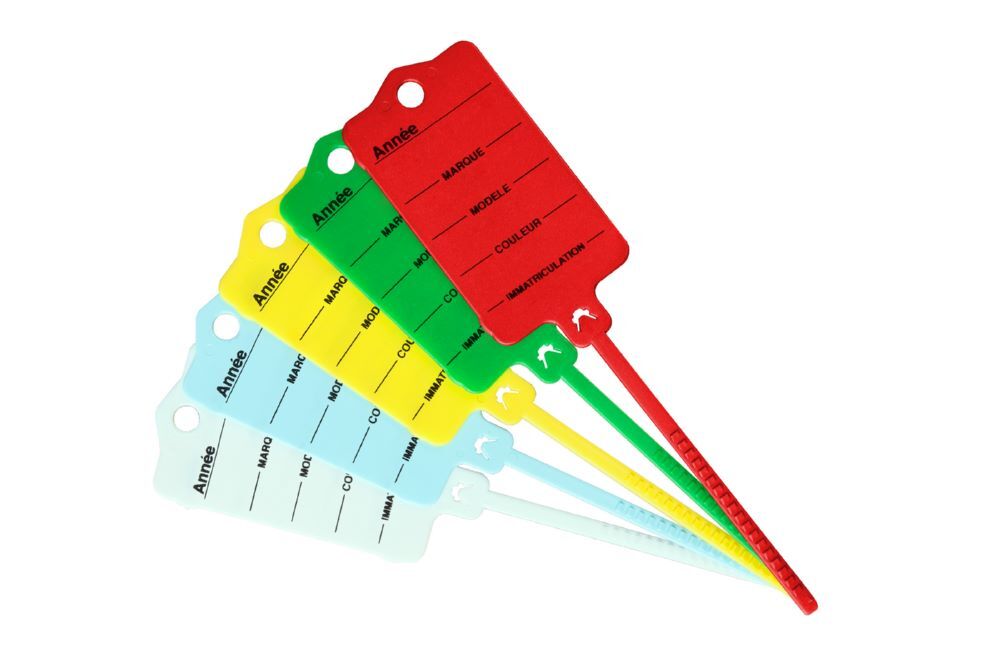 Produktbild Schlüsselanhänger Profi 2 rot "französisch", mit Kunststofflasche und Rastervers bild 2