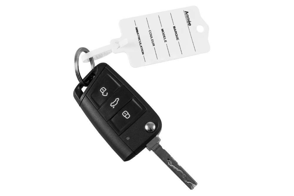 Produktbild Schlüsselanhänger Profi 2 weiß "französisch", mit Kunststofflasche und Rasterver bild 2