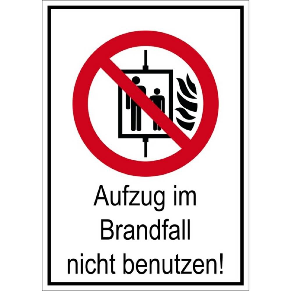 Eichner Verbotsschild Aufzug im Brandfall nicht benutzen Produktbild Eichner Verbotsschild Aufzug im Brandfall nicht benutzen