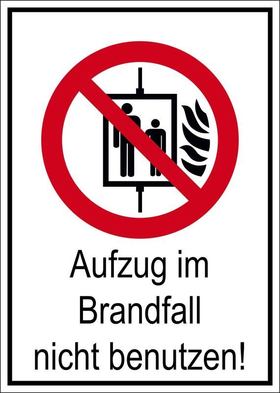 Eichner Verbotsschild Aufzug im Brandfall nicht benutzen PVC Folie 10,5 x 14,8 cm Produktbild Eichner Verbotsschild Aufzug im Brandfall nicht benutzen PVC Folie 10,5 x 14,8 cm