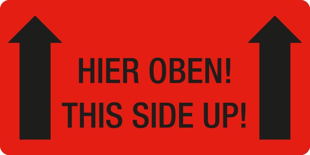 Eichner Warn und Verpackungsetiketten selbstklebend Hier oben Produktbild Eichner Warn und Verpackungsetiketten selbstklebend Hier oben