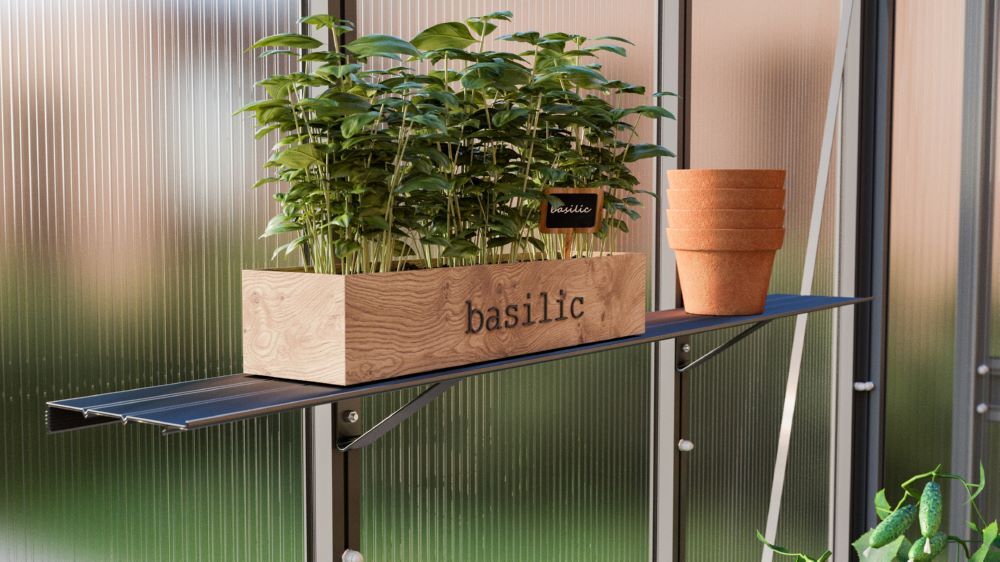 Vitavia Alu Wandregal Gewächshaus schwarz 122 x 15 cm Produktbild Vitavia Alu Wandregal Gewächshaus schwarz 122 x 15 cm bild 3