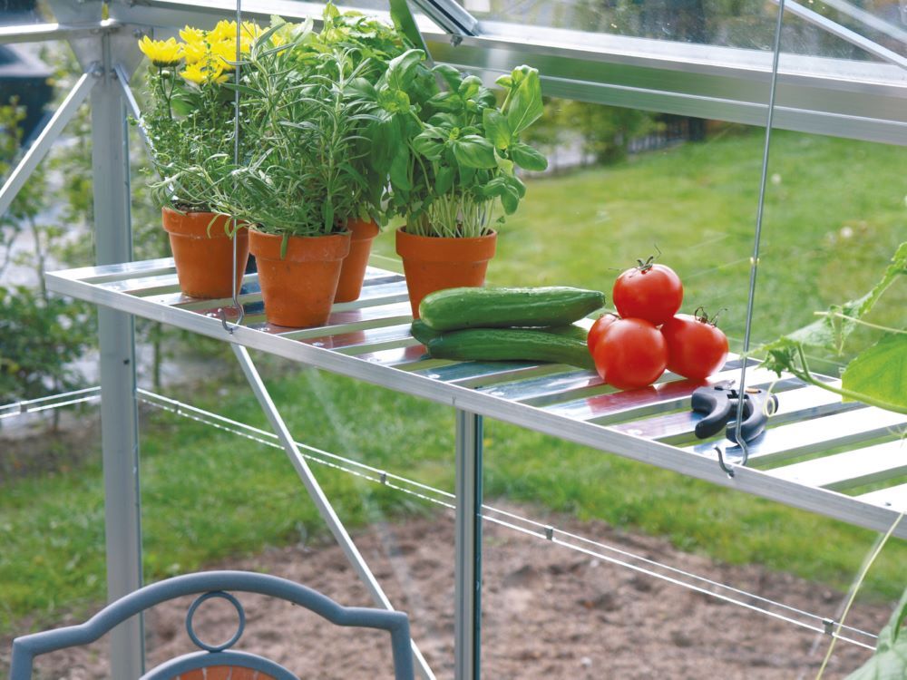 Vitavia Aluregal abklappbar Maße 120 x 31 cm alu Produktbild Vitavia Aluregal abklappbar Maße 120 x 31 cm alu