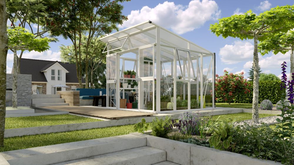 Vitavia Gewächshausbausatz Aphrodite 7800 ESG HKP weiß Produktbild Vitavia Gewächshausbausatz Aphrodite 7800 ESG HKP weiß