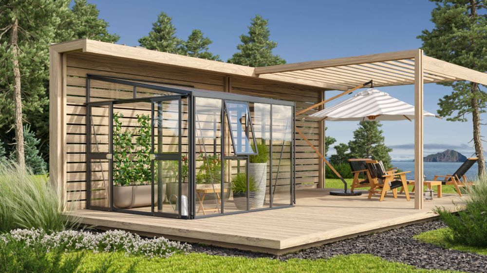 Vitavia Anlehngewächshaus Athena 7000 ESG HKP in schwarz Produktbild Vitavia Anlehngewächshaus Athena 7000 ESG HKP in schwarz