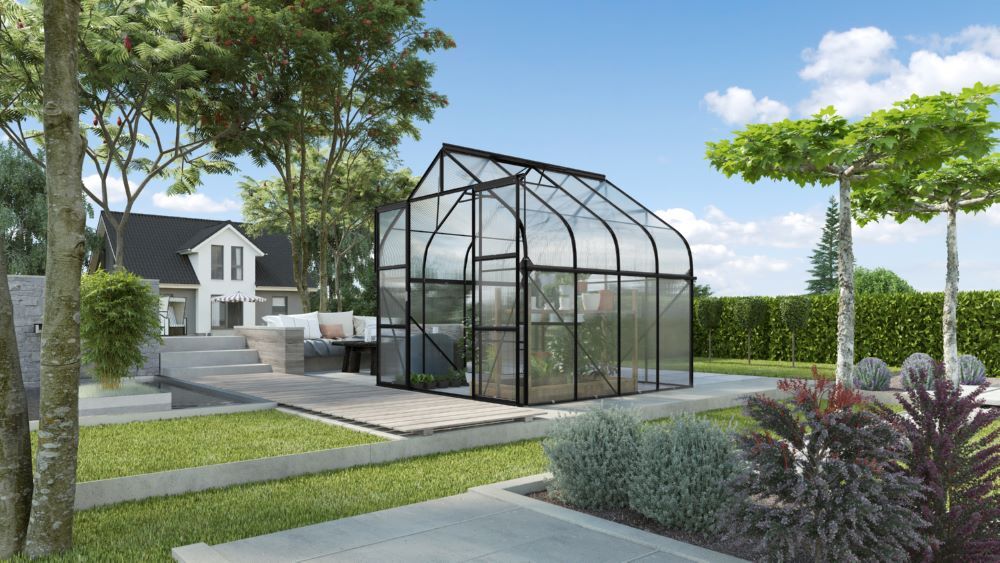 Vitavia Gewächshausbausatz Diana 6700 schwarz 2635 x 2580 mm Produktbild Vitavia Gewächshausbausatz Diana 6700 schwarz 2635 x 2580 mm