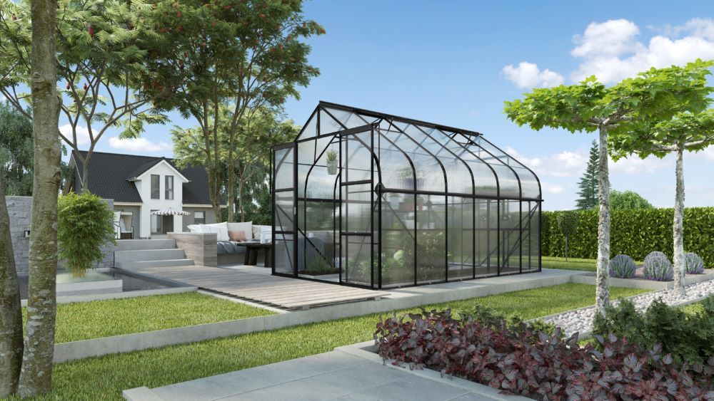 Vitavia Gewächshausbausatz Diana 9900 schwarz 2635 x 3830 mm Produktbild Vitavia Gewächshausbausatz Diana 9900 schwarz 2635 x 3830 mm