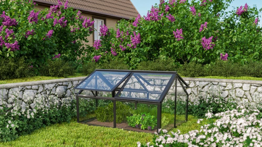 Vitavia Frühbeetaufsatz Gamma ESG schwarz 1243 x 890 mm Produktbild Vitavia Frühbeetaufsatz Gamma ESG schwarz 1243 x 890 mm bild 2