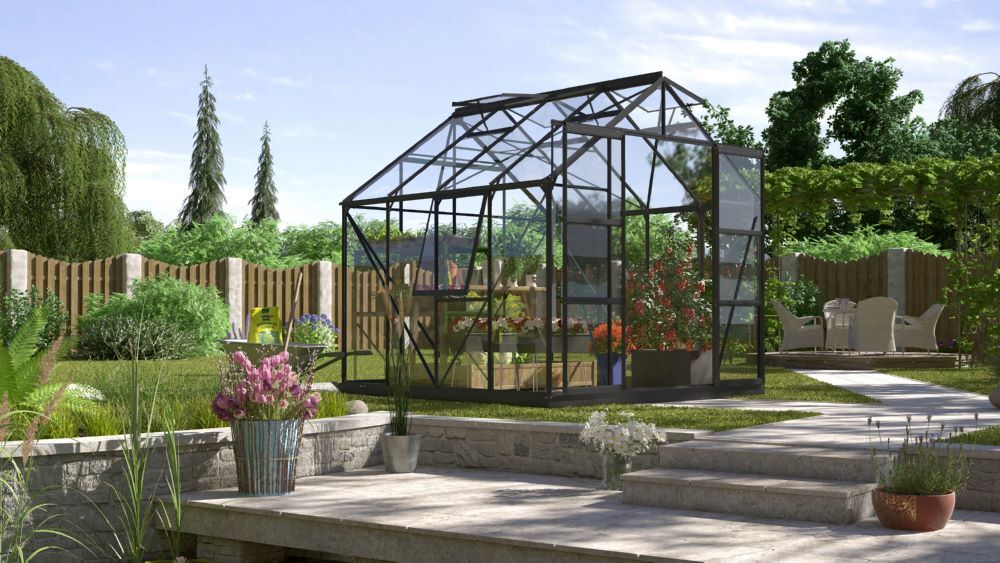 Vitavia Gewächshaus Jupiter 6700 Maße 2580 x 2570 mm schwarz Produktbild Vitavia Gewächshaus Jupiter 6700 Maße 2580 x 2570 mm schwarz