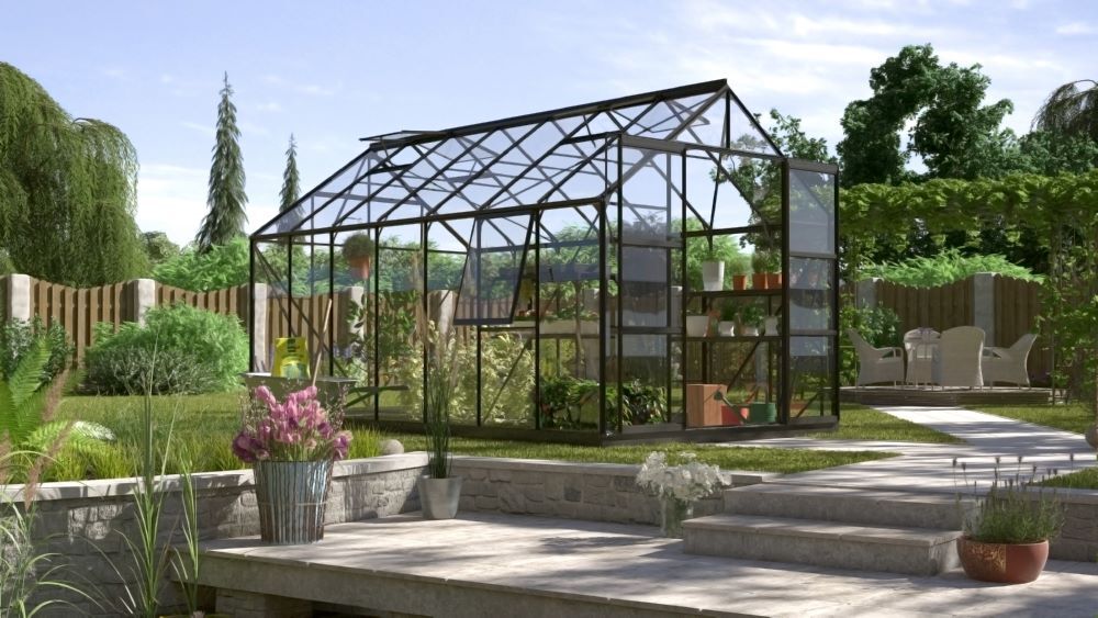 Vitavia Gewächshaus Jupiter 11500 ESG 3 mm Traufenhöhe 1535 mm Produktbild Vitavia Gewächshaus Jupiter 11500 ESG 3 mm Traufenhöhe 1535 mm