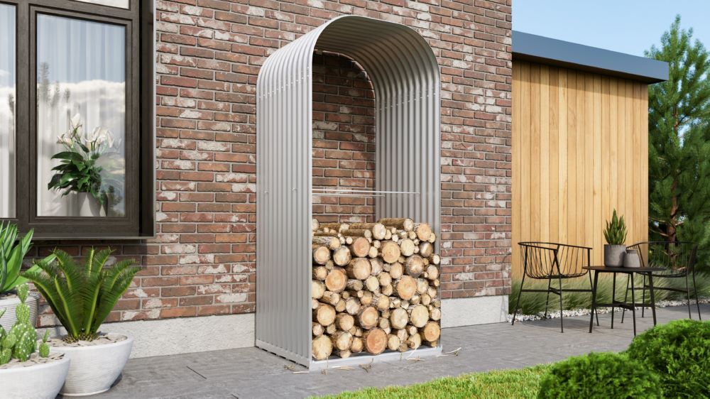 Vitavia Kaminholzregal Ardor 858 hoch blank Breite 991 mm Produktbild Vitavia Kaminholzregal Ardor 858 hoch blank Breite 991 mm