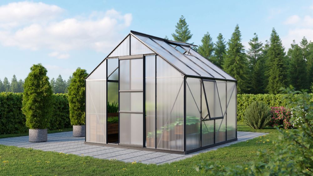 Vitavia Gewächshaus Meridian 1 6700 schwarz Traufenhöhe 1374 mm Produktbild Vitavia Gewächshaus Meridian 1 6700 schwarz Traufenhöhe 1374 mm bild 2