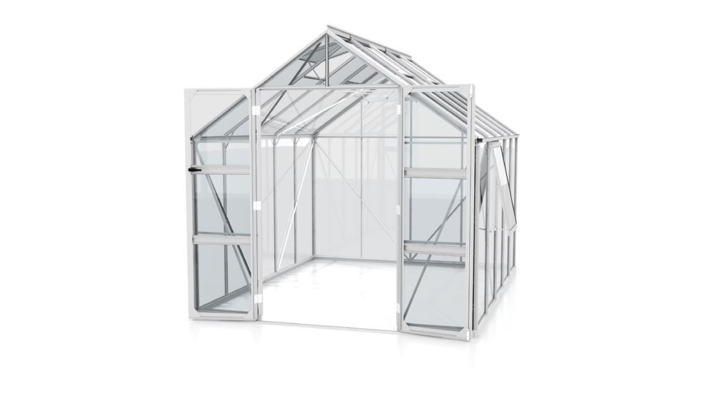 Vitavia Gewächshaus mit Doppelschwingtüren Olymp 8300 ESG 3 mm Aluminium Produktbild Vitavia Gewächshaus mit Doppelschwingtüren Olymp 8300 ESG 3 mm Aluminium