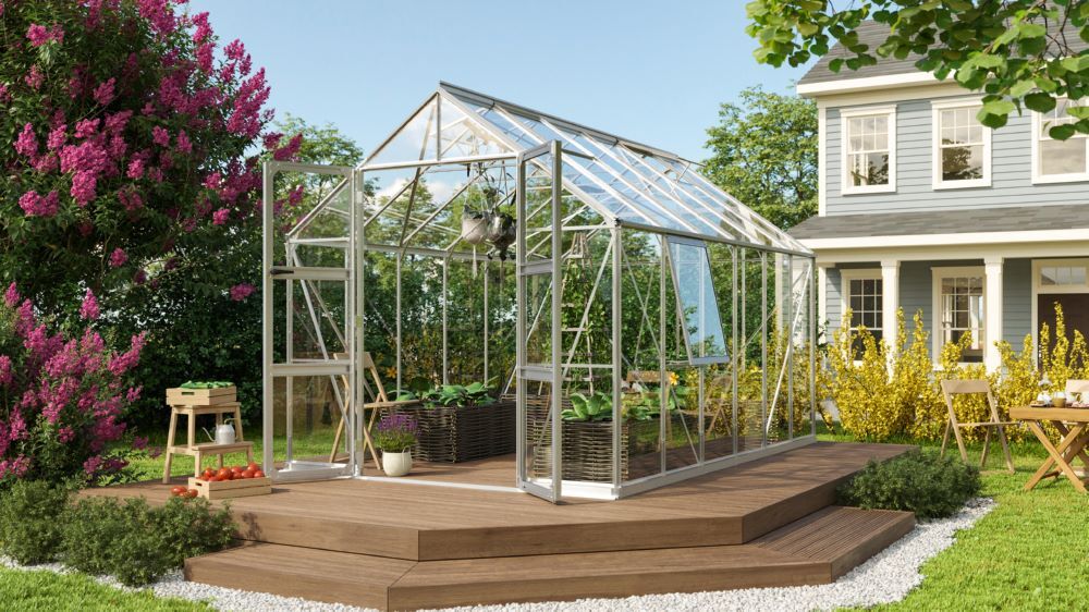 Vitavia Gewächshaus Olymp 9900 ESG 3 mm mit Doppelschwingtüren Produktbild Vitavia Gewächshaus Olymp 9900 ESG 3 mm mit Doppelschwingtüren bild 2