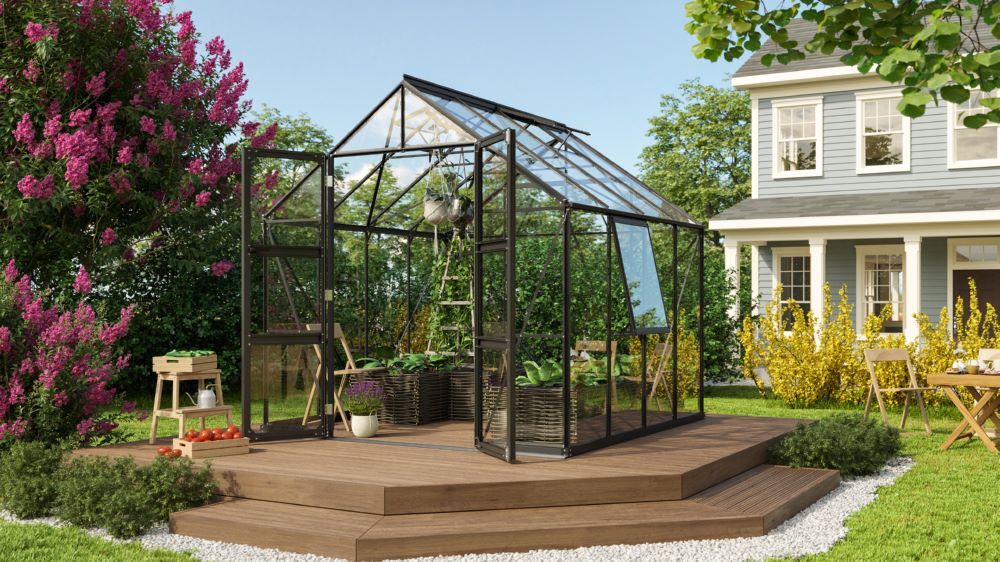 Vitavia Gewächshaus Olymp 6700 ESG Breite 2570 mm 3 mm schwarz Produktbild Vitavia Gewächshaus Olymp 6700 ESG Breite 2570 mm 3 mm schwarz bild 2