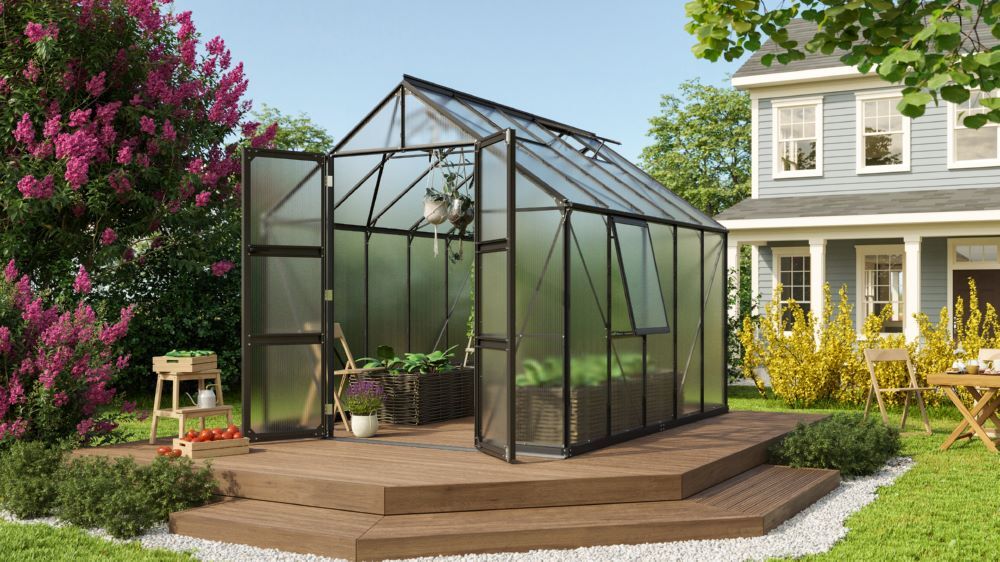 Vitavia Gewächshaus mit Doppelschwingtüren Olymp 8300 HKP 4 mm schwarz Produktbild Vitavia Gewächshaus mit Doppelschwingtüren Olymp 8300 HKP 4 mm schwarz bild 2