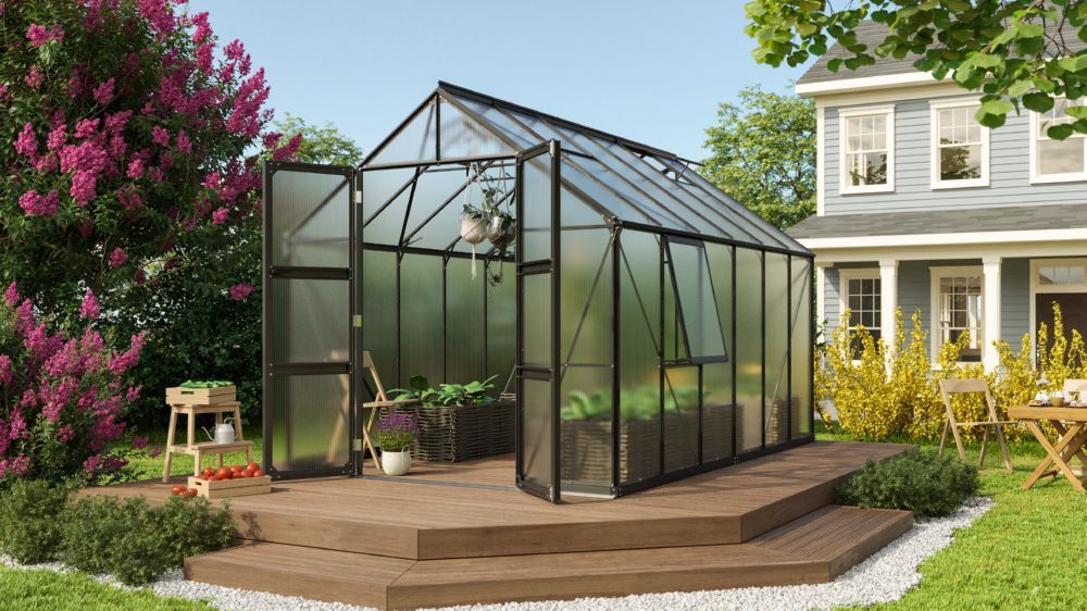 Vitavia Gewächshaus mit Doppelschwingtüren Olymp 9900 HKP 6 mm schwarz Produktbild Vitavia Gewächshaus mit Doppelschwingtüren Olymp 9900 HKP 6 mm schwarz bild 2