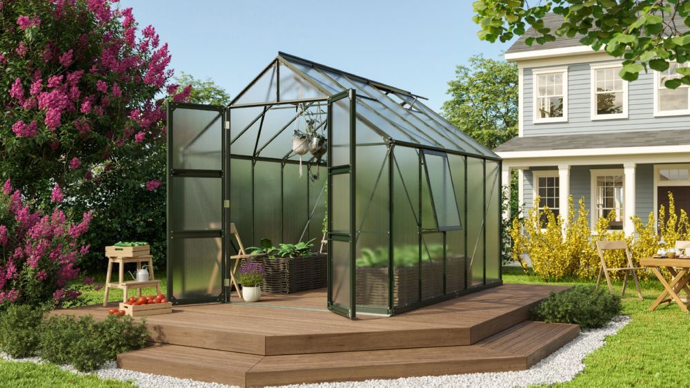 Vitavia Gewächshaus Olymp 8300 HKP 6 mm smaragd Länge 3250 x Breite 2570 mm Produktbild Vitavia Gewächshaus Olymp 8300 HKP 6 mm smaragd Länge 3250 x Breite 2570 mm bild 2