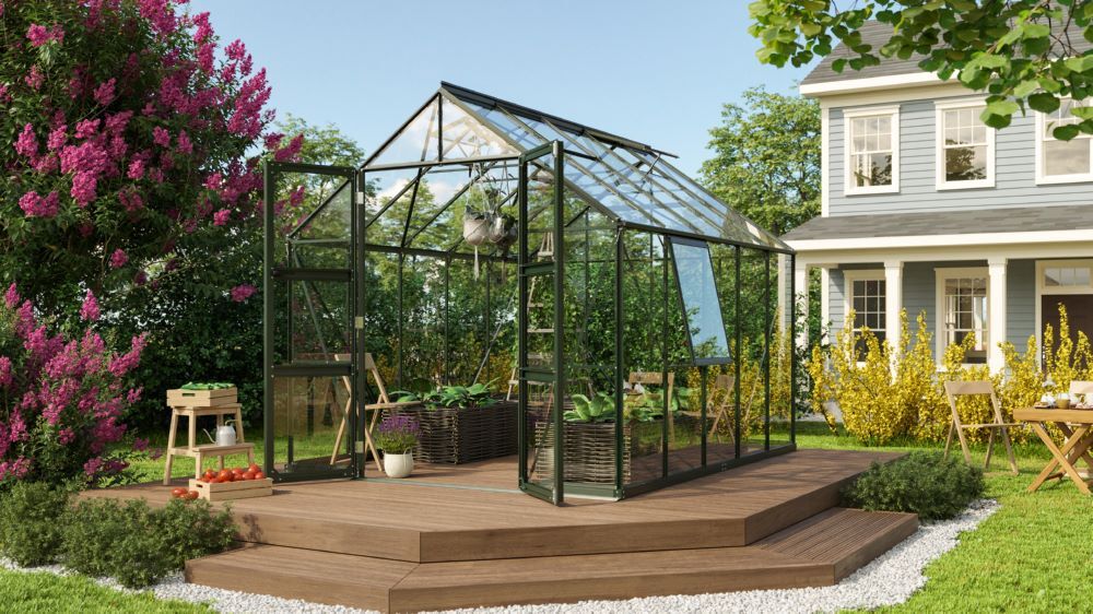 Vitavia Gewächshaus mit Doppelschwingtüren Olymp 8300 ESG 3 mm smaragd Produktbild Vitavia Gewächshaus mit Doppelschwingtüren Olymp 8300 ESG 3 mm smaragd bild 2