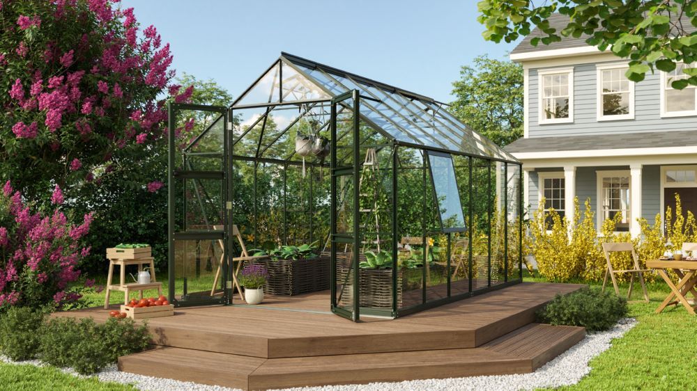 Vitavia Gewächshaus mit Doppelschwingtüren Olymp 9900 ESG 3 mm smaragd Produktbild Vitavia Gewächshaus mit Doppelschwingtüren Olymp 9900 ESG 3 mm smaragd bild 2