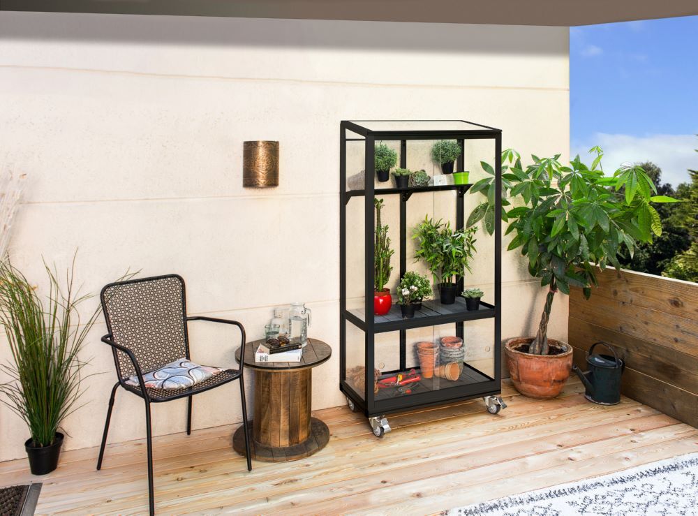 Vitavia Polis Balkongewächshaus 350 ESG Rollfundament schwarz Produktbild Vitavia Polis Balkongewächshaus 350 ESG Rollfundament schwarz bild 5