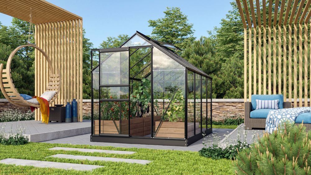Vitavia Gewächshaus Venus 5000 ESG 3 mm schwarz Breite 1950 mm Produktbild Vitavia Gewächshaus Venus 5000 ESG 3 mm schwarz Breite 1950 mm bild 2