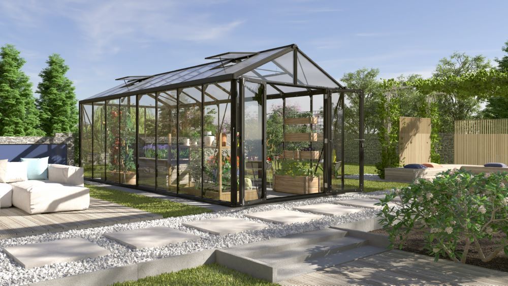 Vitavia Gewächshaus Zeus Comfort 15700 ESG / HKP schwarz B 2584 x L 6140 mm Produktbild Vitavia Gewächshaus Zeus Comfort 15700 ESG / HKP schwarz B 2584 x L 6140 mm bild 5