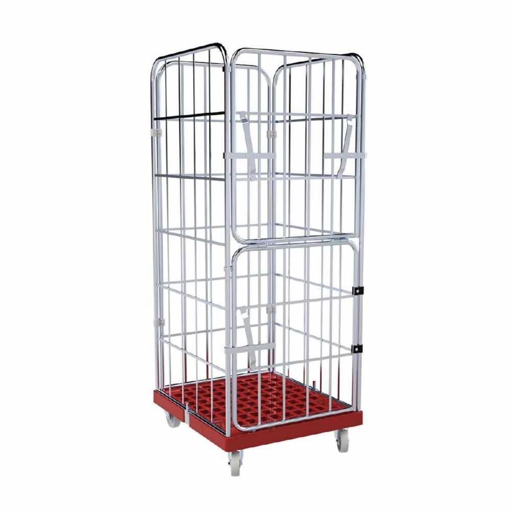 ESB Rollbehälter 1650 KU klappbare Vorderwand rot H 1830 mm Produktbild ESB Rollbehälter 1650 KU klappbare Vorderwand rot H 1830 mm