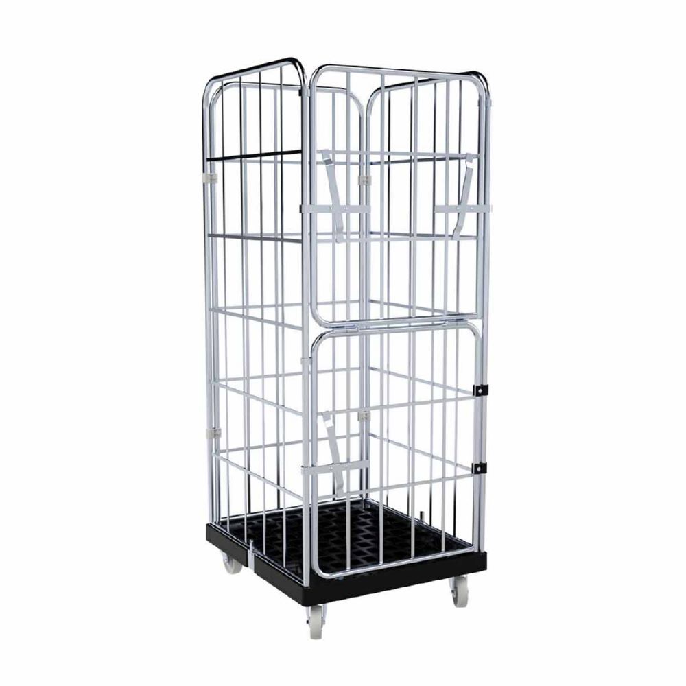 ESB Rollbehälter 1650 KU 4 Seiten Vorderwand klappbar schwarz H 1830 mm Produktbild ESB Rollbehälter 1650 KU 4 Seiten Vorderwand klappbar schwarz H 1830 mm