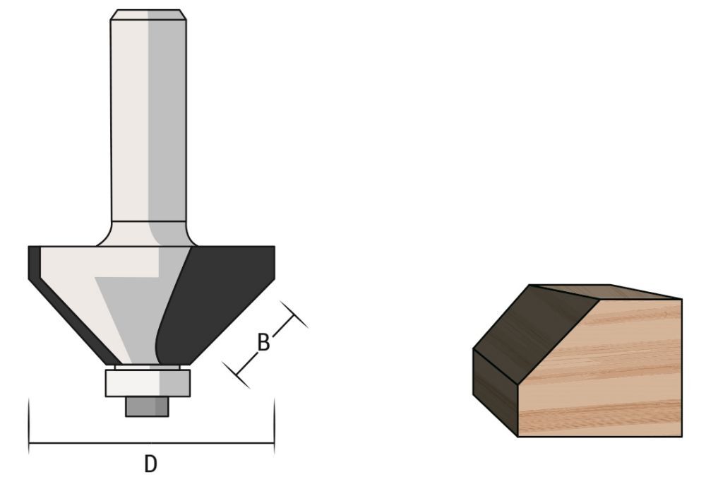 Famag HM Fasenfräser 52,4 mm Länge mit Kugellager Produktbild Famag HM Fasenfräser 52,4 mm Länge mit Kugellager