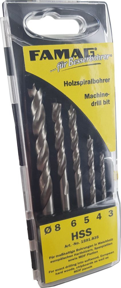 Famag Holzspiralbohrer Satz HSS 8 teillig in Kassette Produktbild Famag Holzspiralbohrer Satz HSS 8 teillig in Kassette