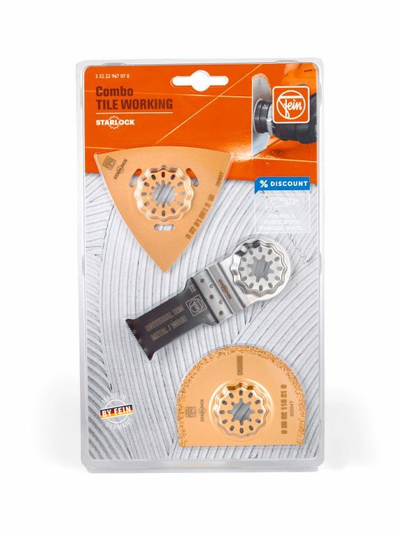 Fein Elektowerkzeuge Sanitär Set Combo Starlock Tile Working Aufnahme SL für Multitool Produktbild Fein Elektowerkzeuge Sanitär Set Combo Starlock Tile Working Aufnahme SL für Multitool bild 2