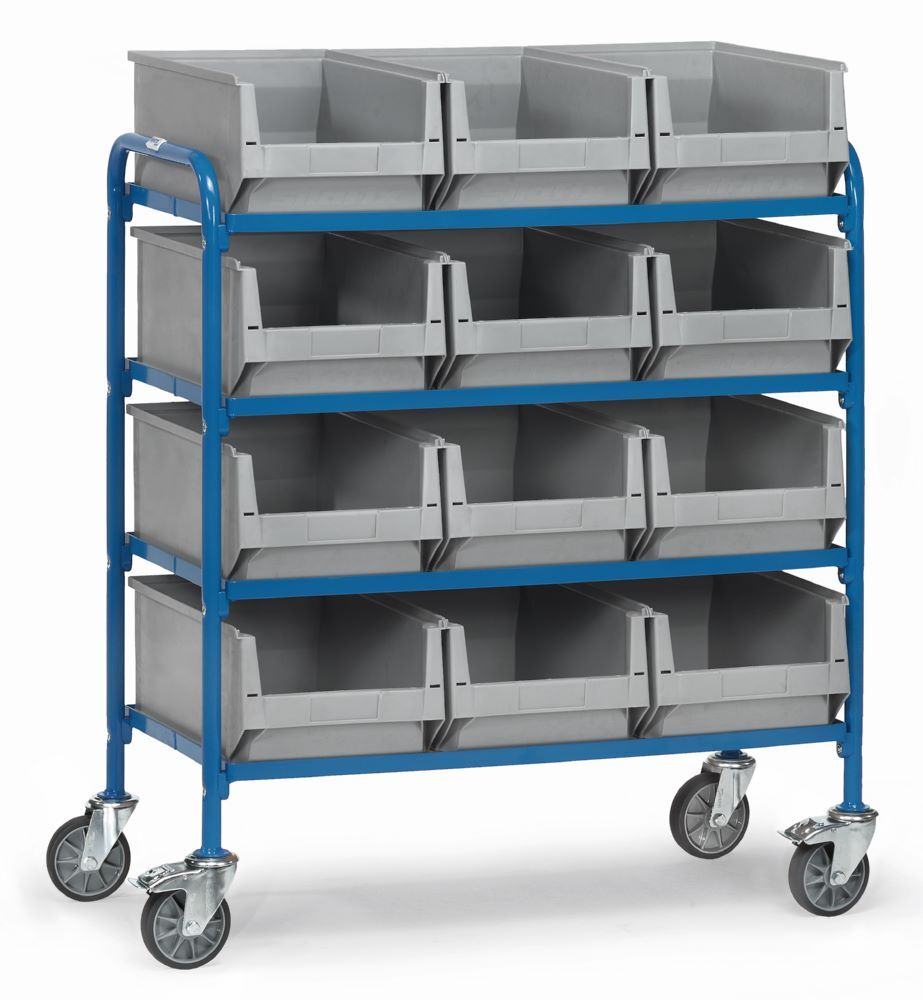 Fetra Beistellwagen 32941 mit 12 Sichtlagerkästen 513 x 1250 x 1050 mm Produktbild Fetra Beistellwagen 32941 mit 12 Sichtlagerkästen 513 x 1250 x 1050 mm