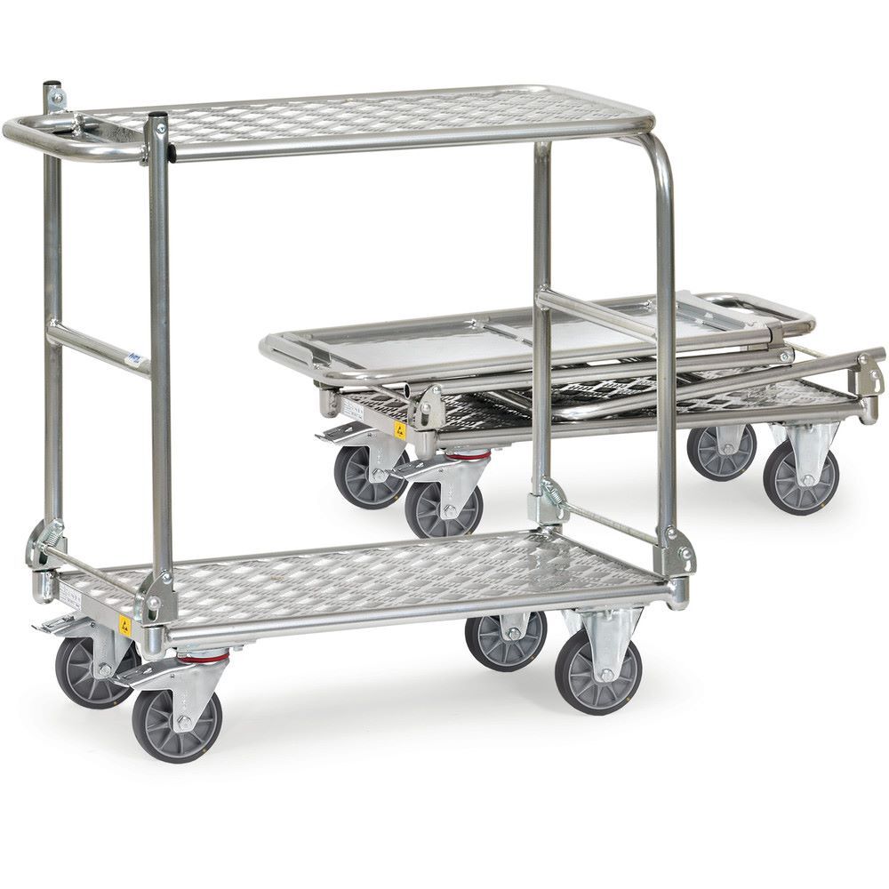 Produktbild FETRA ESD Klapp Tischwagen 91180 ALU 2 Lenk und 2 Bockrollen