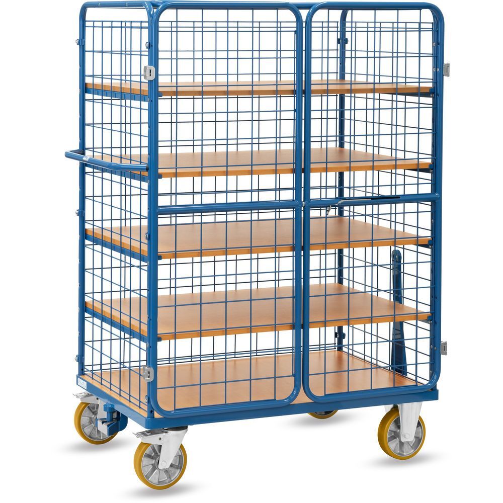 Produktbild FETRA Etagenwagen 8583-3DE Routenzug 2 Lenk und 2 Bockrollen blau