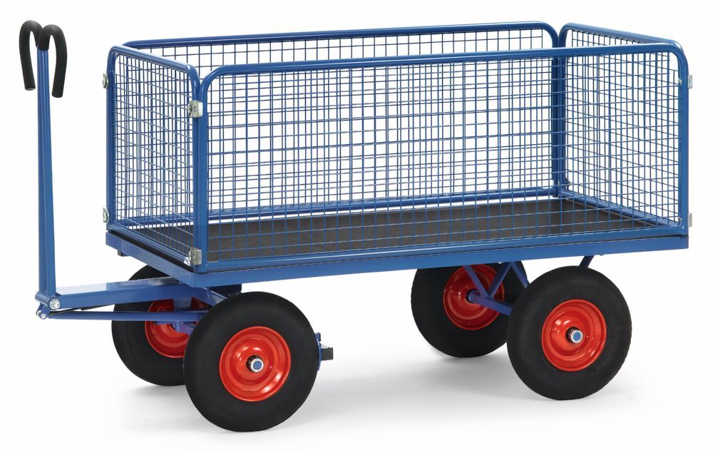 Fetra Handpritschenwagen 6434V RAL 5007 4 Eckhülsen Produktbild Fetra Handpritschenwagen 6434V RAL 5007 4 Eckhülsen