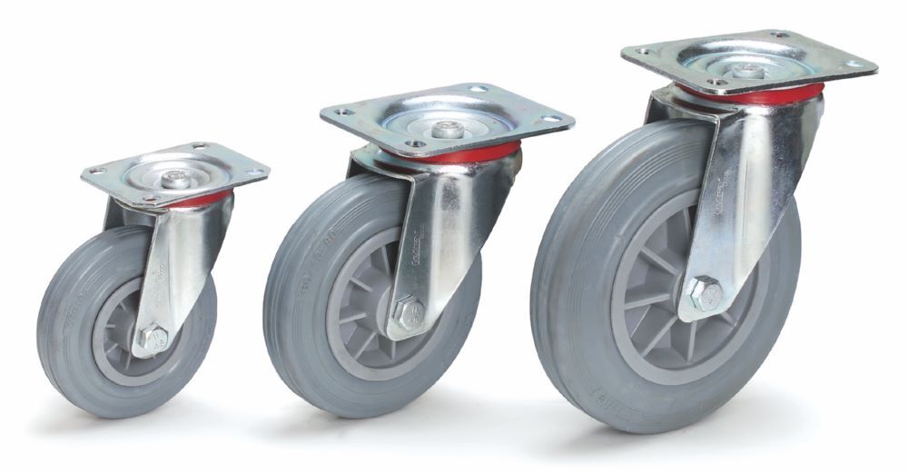 Fetra Lenkrolle 125 x 38 mm Vollgummi blaugrau Produktbild Fetra Lenkrolle 125 x 38 mm Vollgummi blaugrau