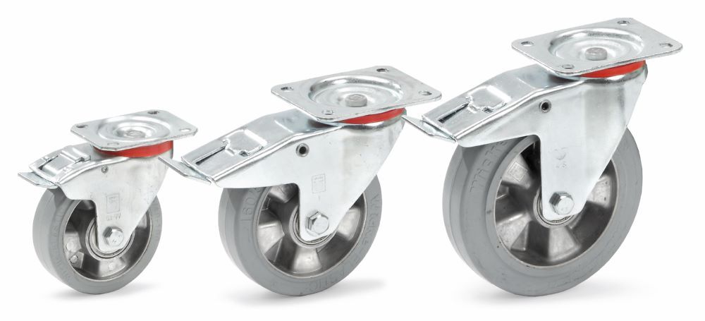 Fetra Lenkrolle mit Feststeller 200 x 50 mm Stahlblech verzinkt Produktbild Fetra Lenkrolle mit Feststeller 200 x 50 mm Stahlblech verzinkt