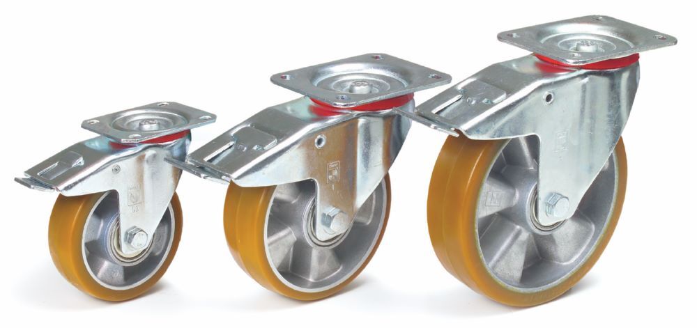 Fetra Lenkrolle mit Feststeller 200 x 50 mm mit Alu-Felgen Produktbild Fetra Lenkrolle mit Feststeller 200 x 50 mm mit Alu-Felgen