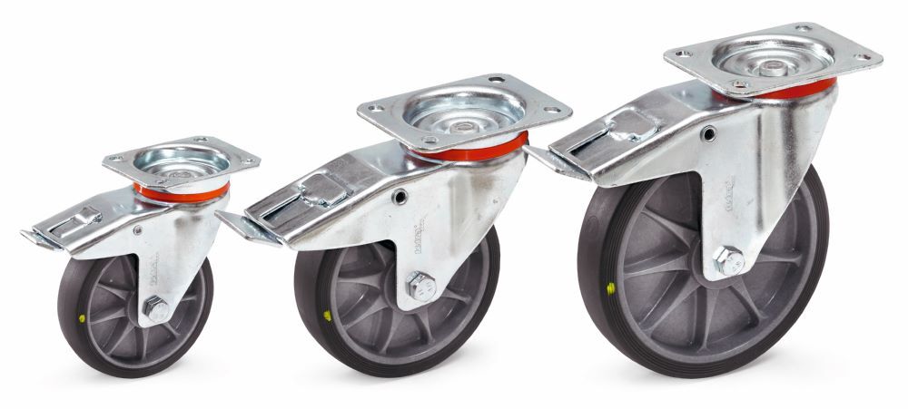 Fetra Lenkrolle mit Feststeller und TPE-ESD-Bereifung 200 x 40 mm Produktbild Fetra Lenkrolle mit Feststeller und TPE-ESD-Bereifung 200 x 40 mm