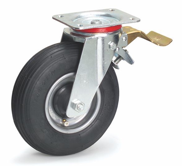 Fetra Lenkrolle mit Feststeller 220 x 70 mm Stahlblech verzinkt Produktbild Fetra Lenkrolle mit Feststeller 220 x 70 mm Stahlblech verzinkt