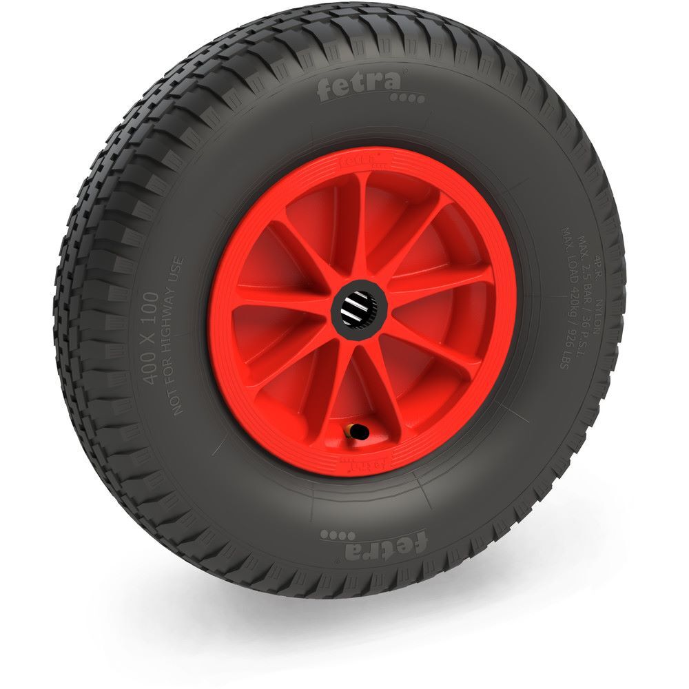 FETRA Luftrad 400 x 100 mm 4 PR Block Tragkraft 420 kg rot Produktbild FETRA Luftrad 400 x 100 mm 4 PR Block Tragkraft 420 kg rot