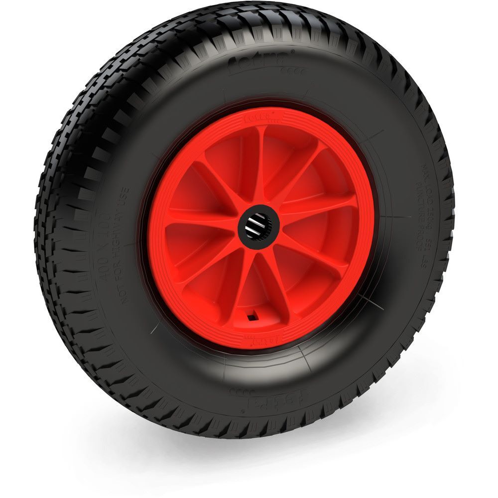 FETRA PU geschäumtes Rad 400 x 100 mm Block rot Tragkraft 250 kg Produktbild FETRA PU geschäumtes Rad 400 x 100 mm Block rot Tragkraft 250 kg